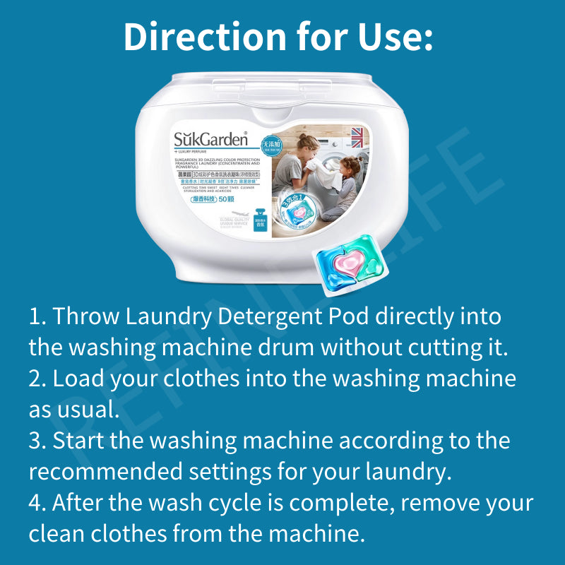 (50 Pods) SukGarden 3-in-1 Plant Based Concentrated Anti Bacterial & Anti Dust Mite Laundry Pod
