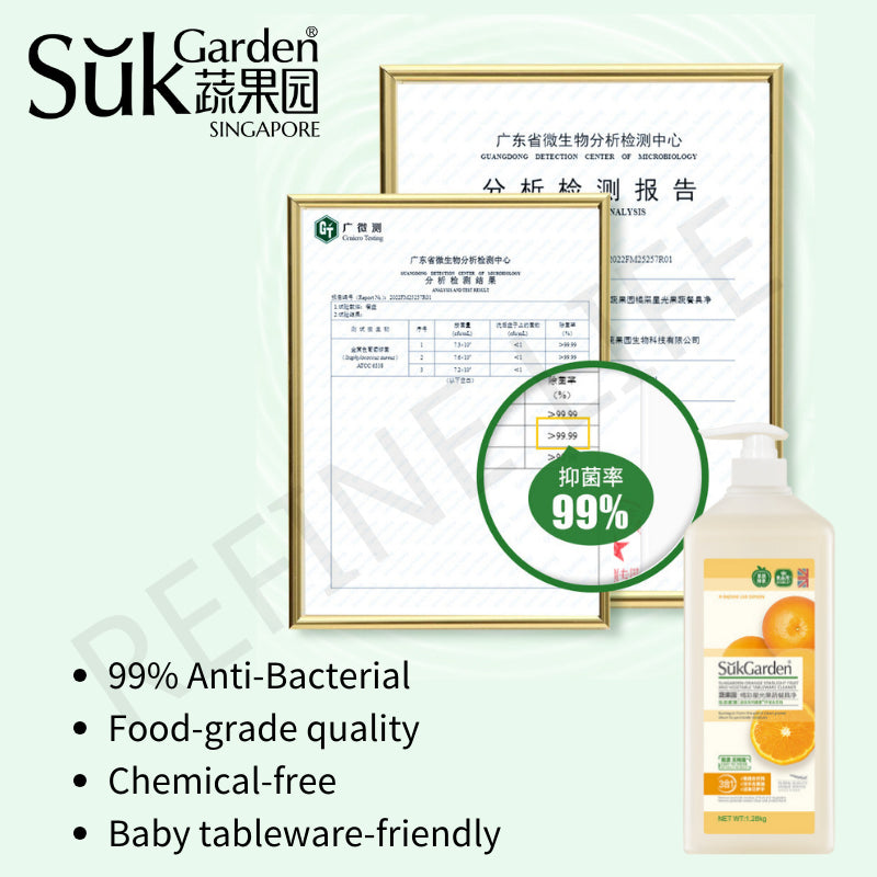 SukGarden Plant Based Fruit and Vegetable Tableware Food Grade Detergent Dishwashing Liquid - 2X1280ML