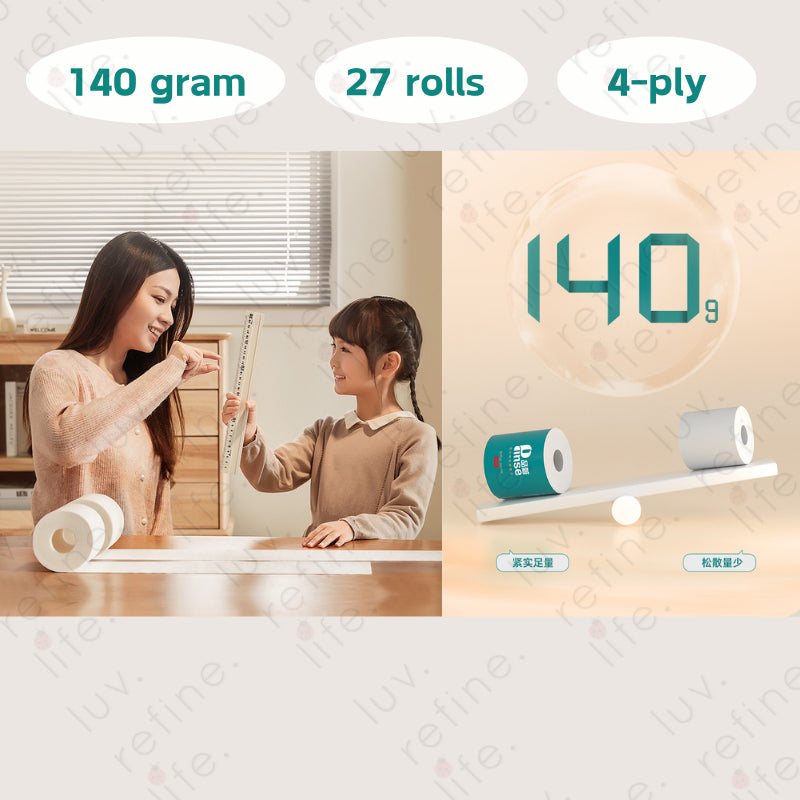 (27 Rolls) Vinda Premium 4 Ply Toilet Roll Paper / 140G High Quality Toilet Paper Roll