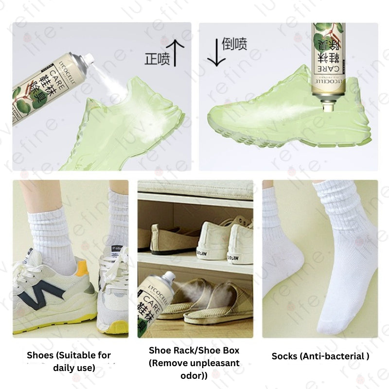 Lycocelle Anti-Bacterial Socks and Shoes Deodorant Spray / Shoe Deodorizer / Long Lasting Freshness