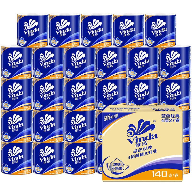 (27 Rolls) Vinda Premium 4 Ply Toilet Roll Paper / 140G High Quality Toilet Paper Roll