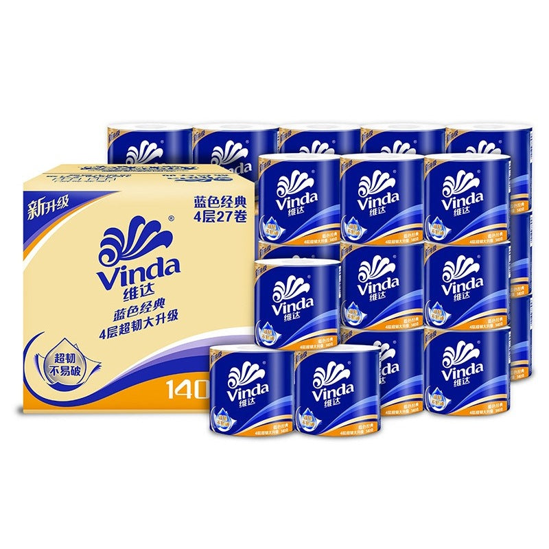 (27 Rolls) Vinda Premium 4 Ply Toilet Roll Paper / 140G High Quality Toilet Paper Roll