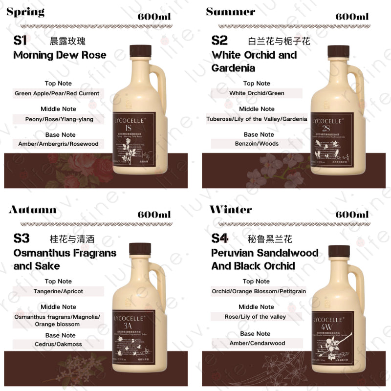 Lycocelle Four Seasons Perfume Laundry Detergent (600ml) / Long Lasting Fragrance
