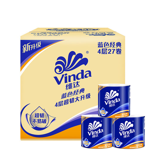 (27 Rolls) Vinda Premium 4 Ply Toilet Roll Paper / 140G High Quality Toilet Paper Roll
