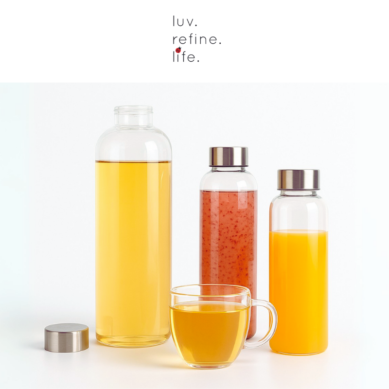 Borosilicate Glass Water Bottle with Stainless Steel Leakproof Cap – 420ml/550ml/750ml/1000ml