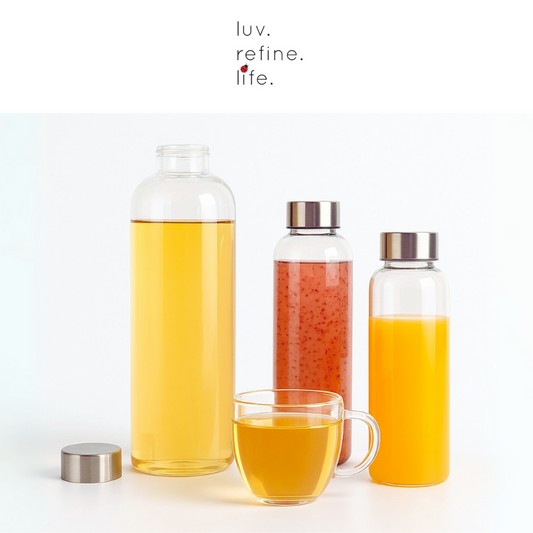 Borosilicate Glass Water Bottle with Stainless Steel Leakproof Cap – 420ml/550ml/750ml/1000ml