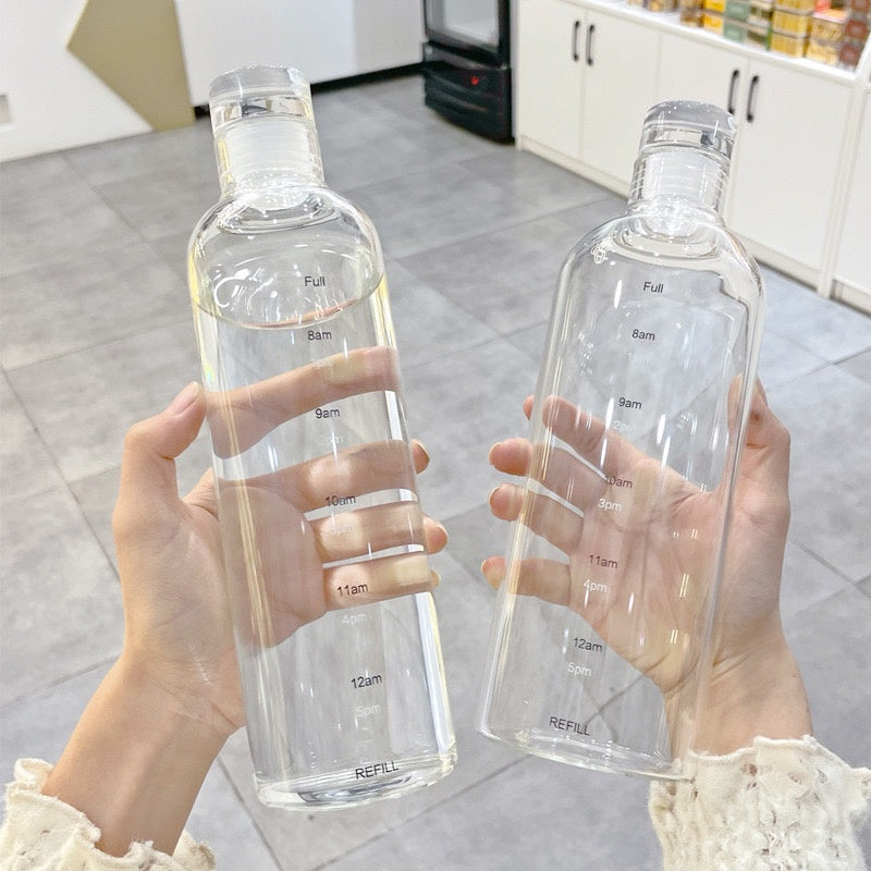 Time Marking Glass Water Bottle / Ins Style Modern Glass Bottle
