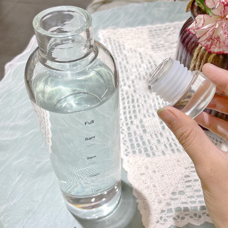 Time Marking Glass Water Bottle / Ins Style Modern Glass Bottle