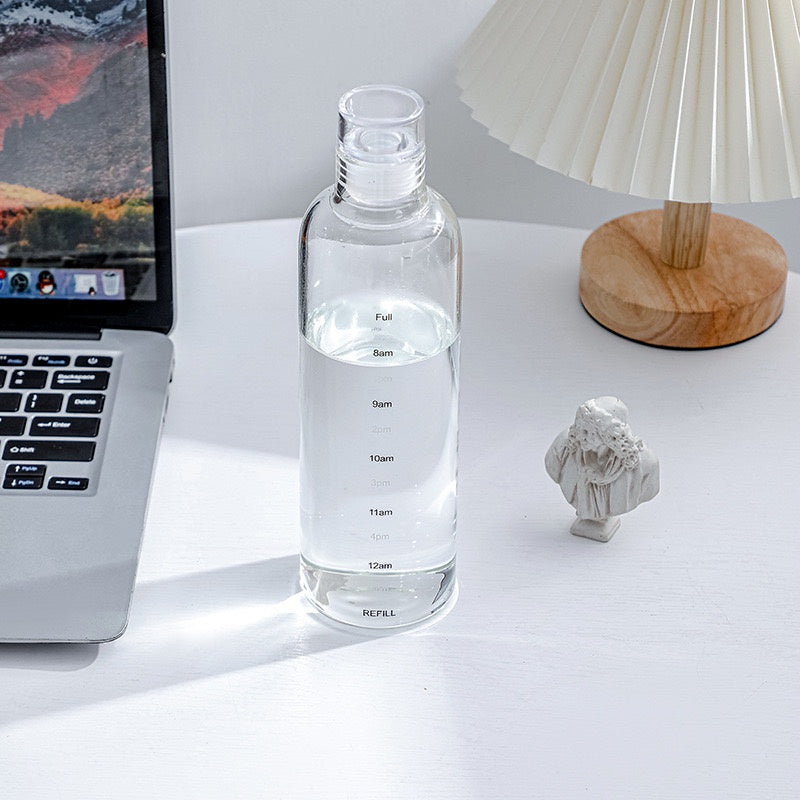 Time Marking Glass Water Bottle / Ins Style Modern Glass Bottle