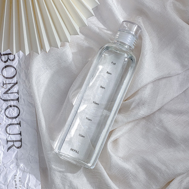 Time Marking Glass Water Bottle / Ins Style Modern Glass Bottle