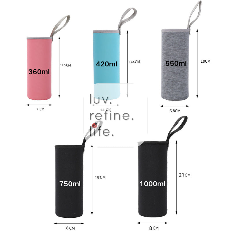 Borosilicate Glass Water Bottle with Stainless Steel Leakproof Cap – 420ml/550ml/750ml/1000ml