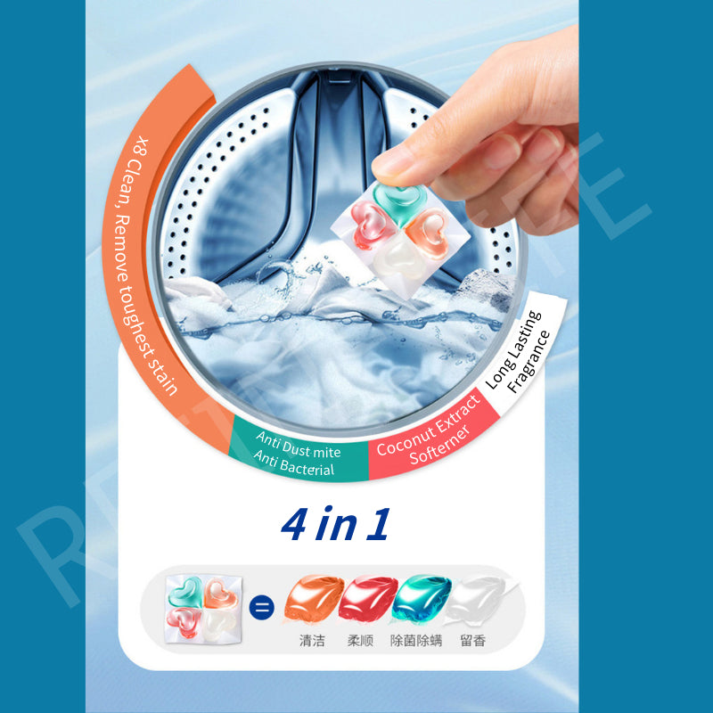 (52 Pods) SukGarden 4-in-1 Plant Based Concentrated Clover Hearts Laundry Detergent Pods