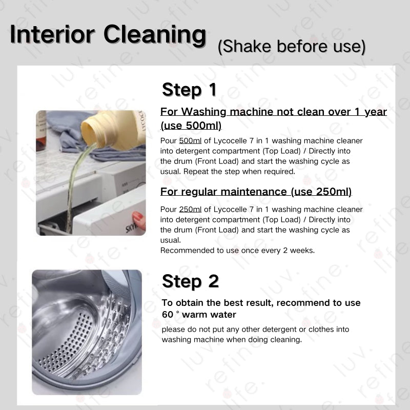 Lycocelle 7 in 1 Washing Machine Cleaner / Washing Machine Cleaning Liquid