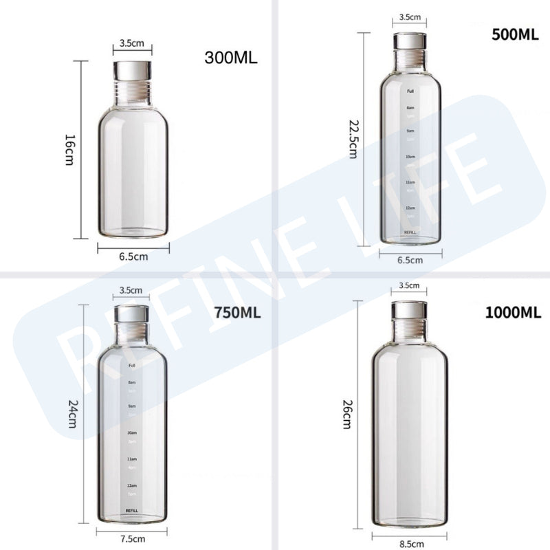 Time Marking Glass Water Bottle / Ins Style Modern Glass Bottle