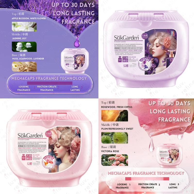 (52 Pods) SukGarden 4D Laundry Pod Premium Laundry Capsules Plant Based Betty Lavender Essential Oil Fragrance