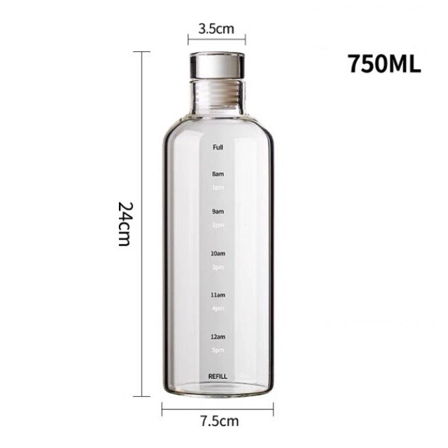 Time Marking Glass Water Bottle / Ins Style Modern Glass Bottle