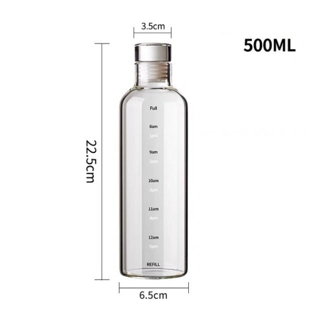 Time Marking Glass Water Bottle / Ins Style Modern Glass Bottle