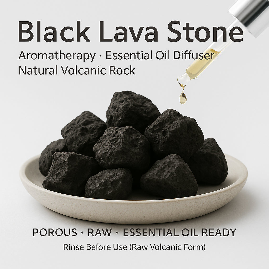 Black Lava Stone Aroma Diffuser 2KG | Raw Volcanic Rock | Porous Essential Oil Stone Decor