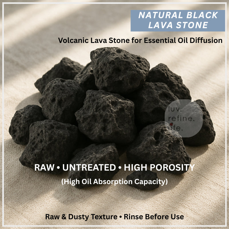 Black Lava Stone Aroma Diffuser 2KG | Raw Volcanic Rock | Porous Essential Oil Stone Decor