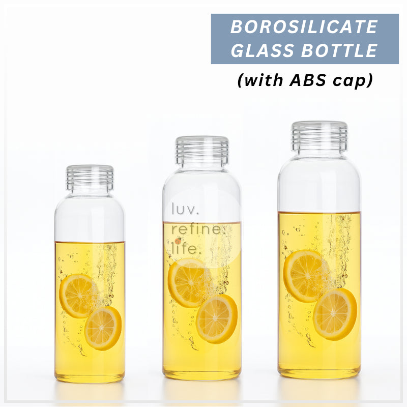 Borosilicate Glass Water Bottle | ABS Leak-Proof Cap | 500ml / 750ml / 1000ml